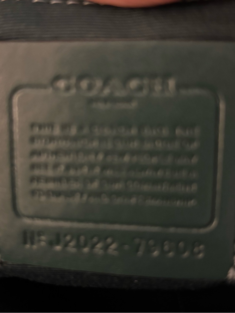 Coach Dark Green Leather Tote with Debossed Creed Patch